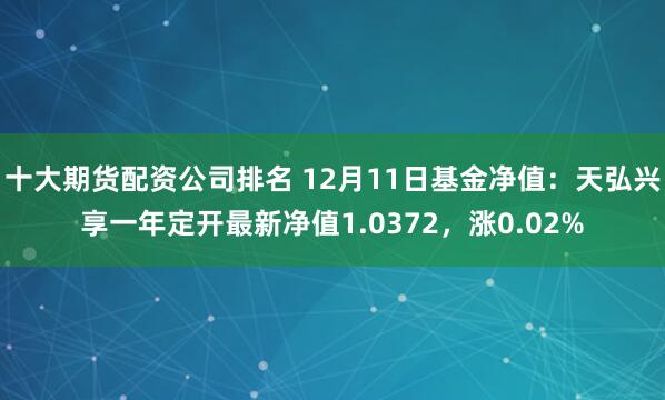 十大期货配资公司排名 12月11日基金净值：天弘兴享一年定开最新净值1.0372，涨0.02%