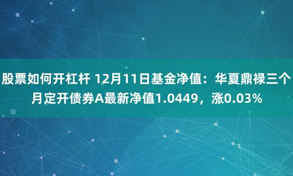 股票如何开杠杆 12月11日基金净值：华夏鼎禄三个月定开债券A最新净值1.0449，涨0.03%