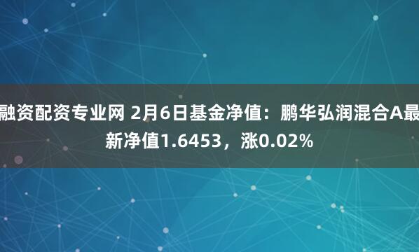 融资配资专业网 2月6日基金净值：鹏华弘润混合A最新净值1.6453，涨0.02%