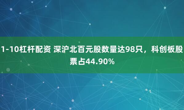 1-10杠杆配资 深沪北百元股数量达98只，科创板股票占44.90%