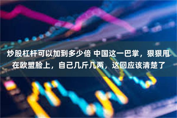 炒股杠杆可以加到多少倍 中国这一巴掌，狠狠甩在欧盟脸上，自己几斤几两，这回应该清楚了